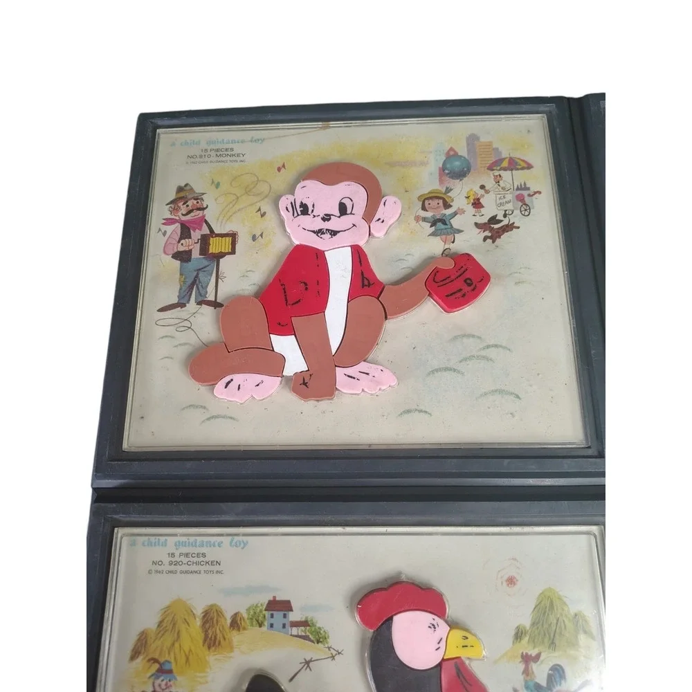 Magnetic Puzzle Set 1962 Child Guidance Toy Animals‎ Boat Lion Monkey Fish